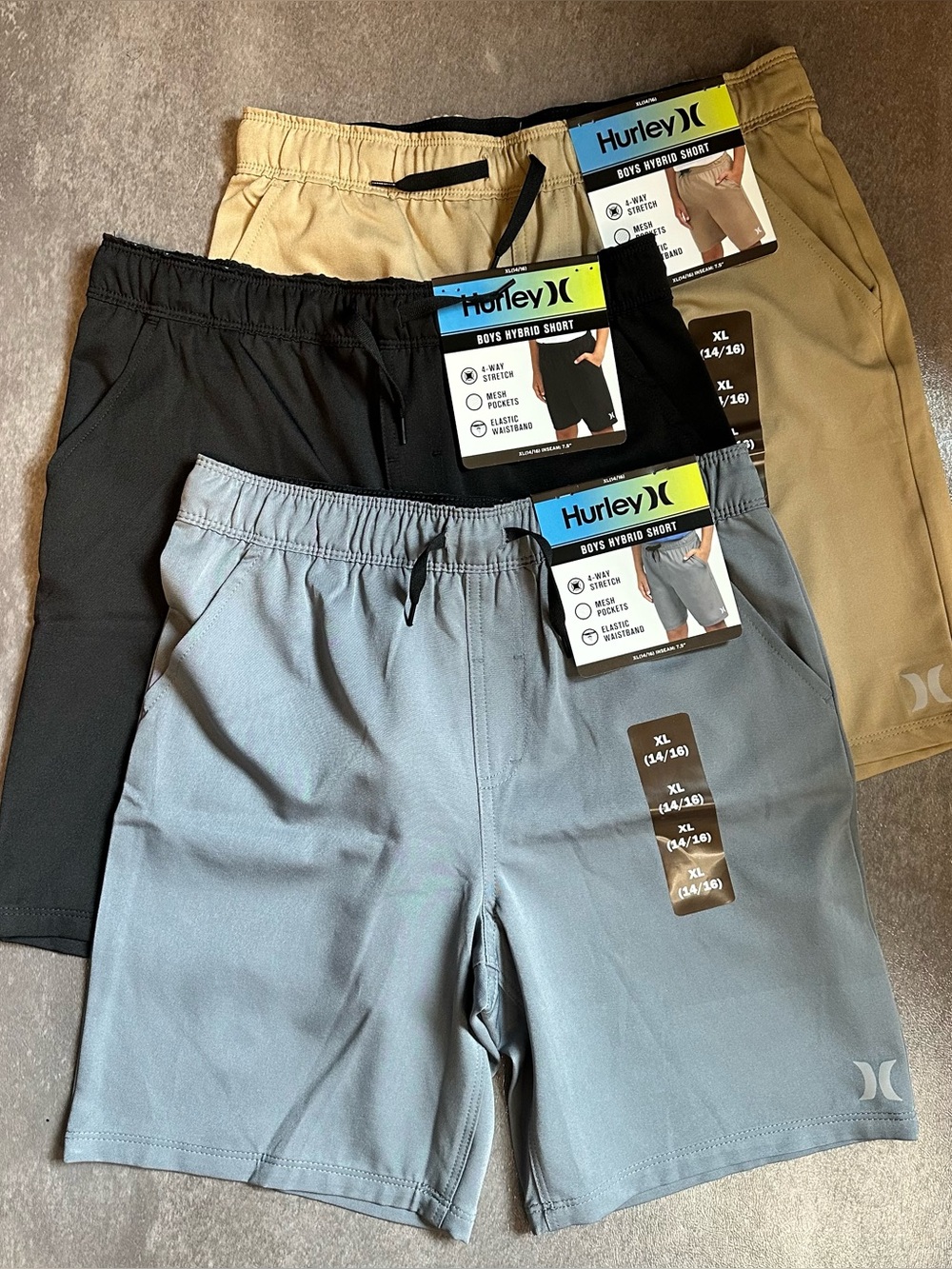 Hurley Boys Hybrid pull up shorts size XL NWT